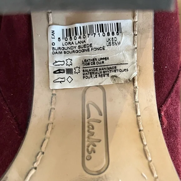 Clarks Burgundy Suede Ankle Boots – Size 8.5 - Picture 2 of 7